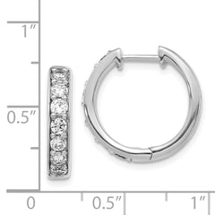 14k White Gold Diamond Hinged Hoop Earrings - 3