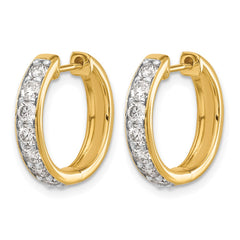 14k Diamond Hinged Hoop Earrings - 4