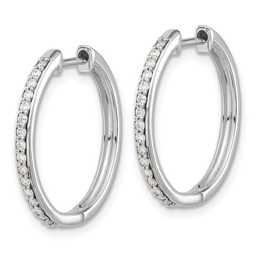 14k White Gold Diamond Hinged Hoop Earrings