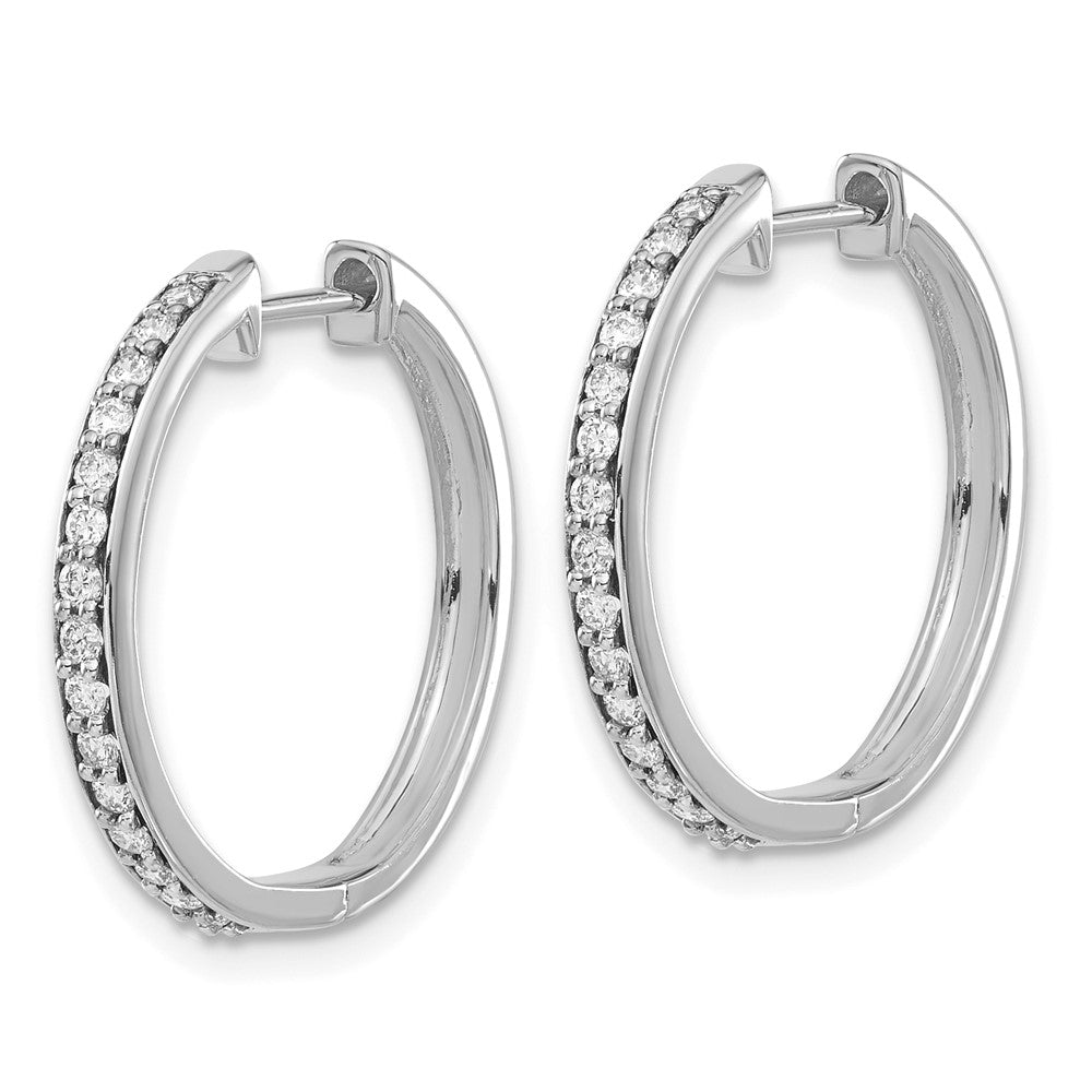 14k White Gold Diamond Hinged Hoop Earrings - 37