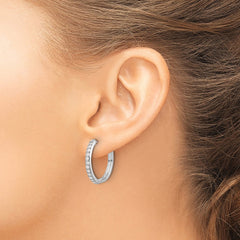 14k White Gold Diamond Hinged Hoop Earrings - 38