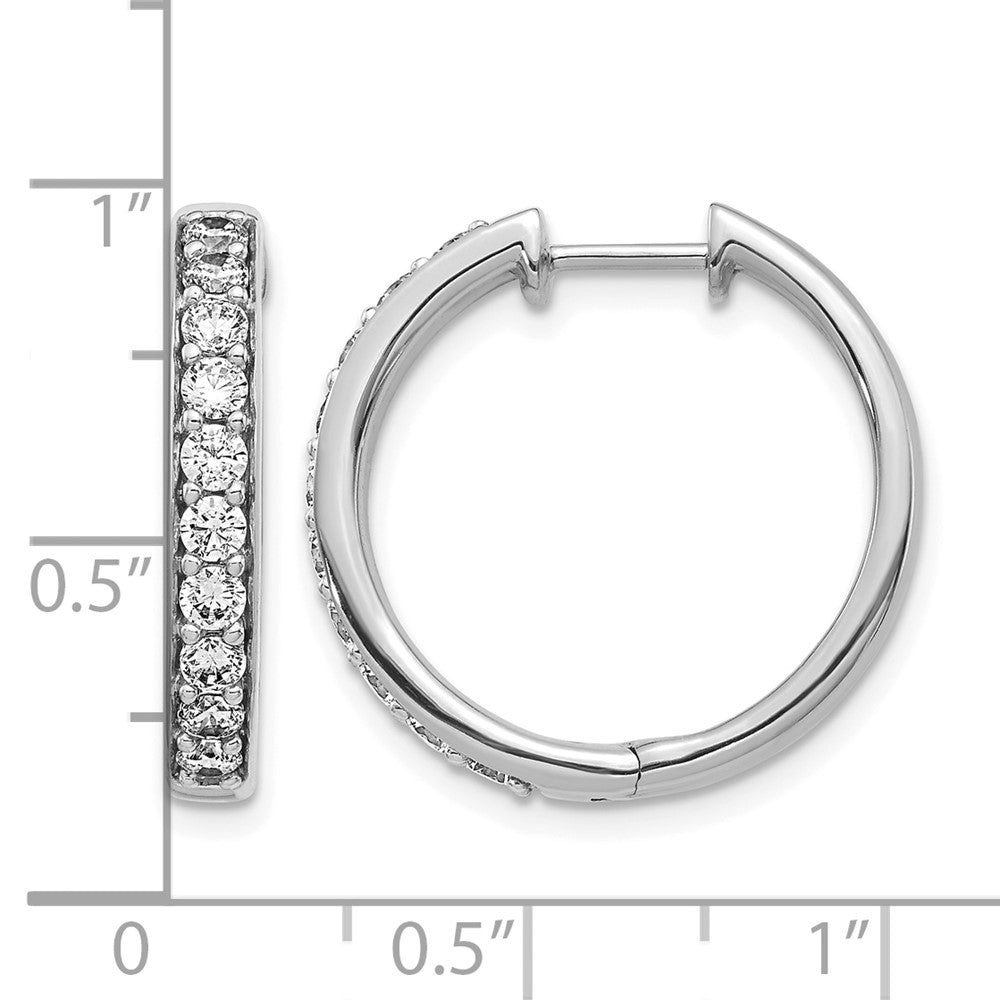 14k White Gold Diamond Hinged Hoop Earrings - 65