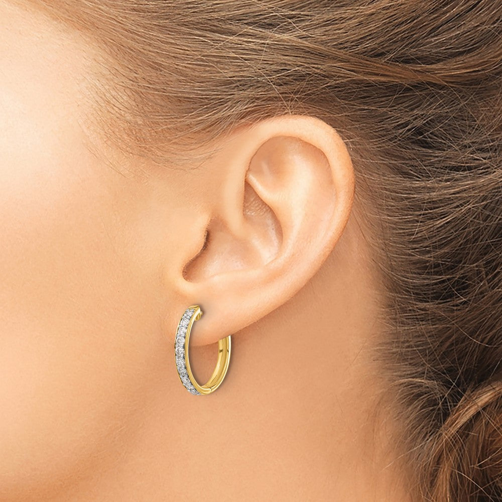 14k Diamond Hinged Hoop Earrings - 37