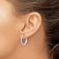 14k White Gold Diamond Hinged Hoop Earrings - 39