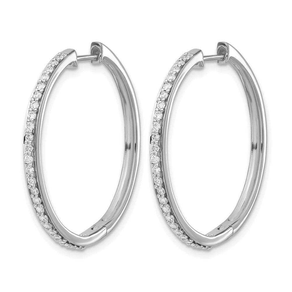 14k White Gold Diamond Hinged Hoop Earrings - 12