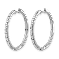 14k White Gold Diamond Hinged Hoop Earrings - 12