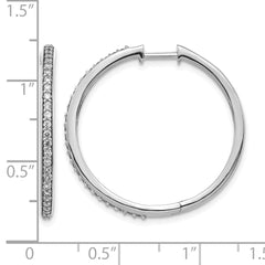 14k White Gold Diamond Hinged Hoop Earrings - 12