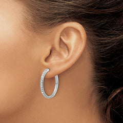 14k White Gold Diamond Hinged Hoop Earrings - 66