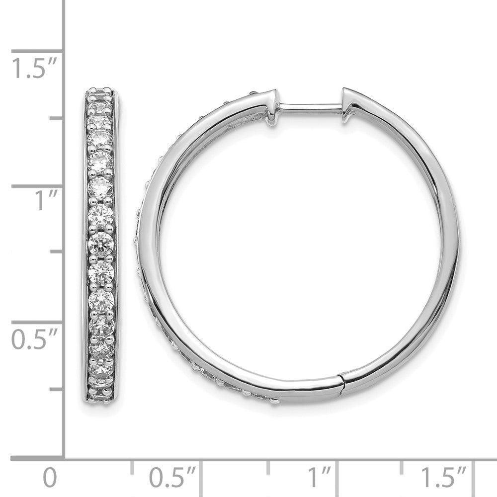 14k White Gold Diamond Hinged Hoop Earrings - 67
