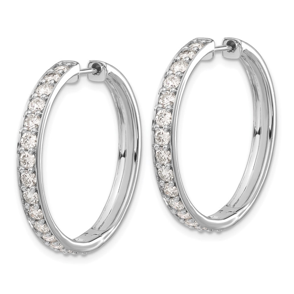 14k White Gold Diamond Hinged Hoop Earrings - 24