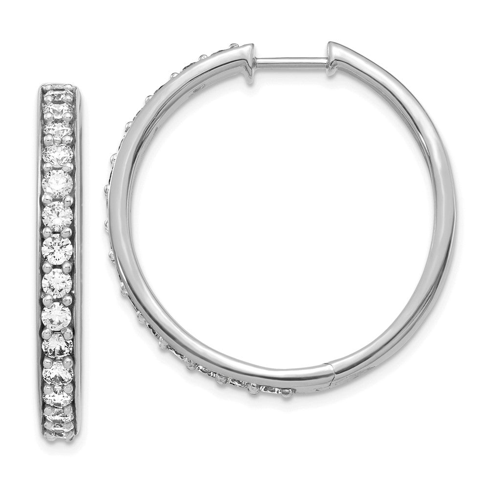 14k White Gold Diamond Hinged Hoop Earrings - 24