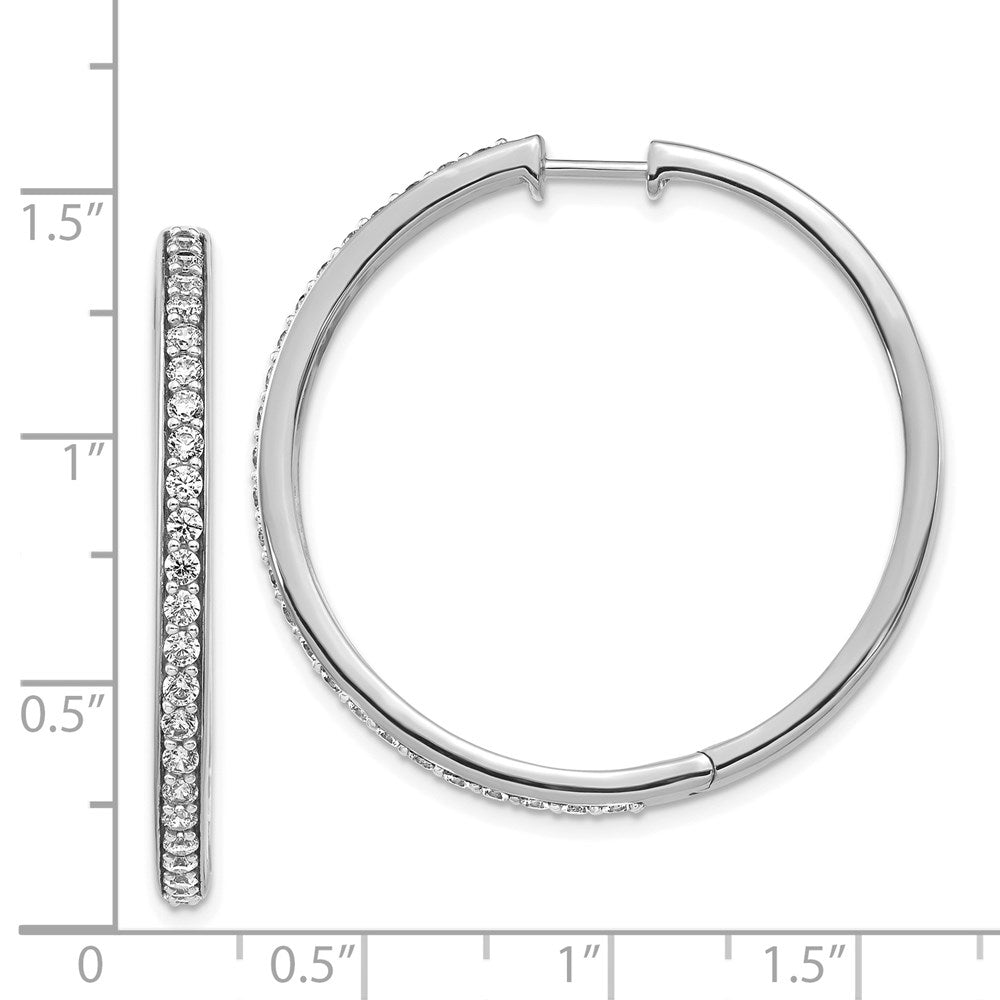 14k White Gold Diamond Hinged Hoop Earrings - 29