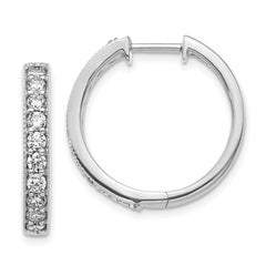 14k White Gold Diamond Milgrain Hinged Hoop Earrings - 5