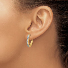 14k Yellow Gold Diamond Milgrain Hinged Hoop Earrings - 4
