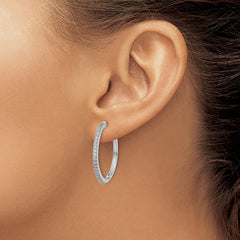14k White Gold Diamond Milgrain Hinged Hoop Earrings
