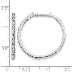 14k White Gold Diamond Milgrain Hinged Hoop Earrings