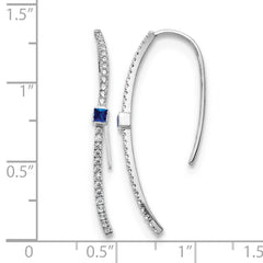 14k White Gold Diamond and Sapphire Earrings - 2