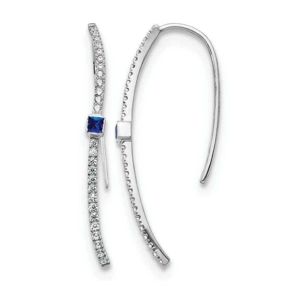 14k White Gold Diamond and Sapphire Earrings - 2