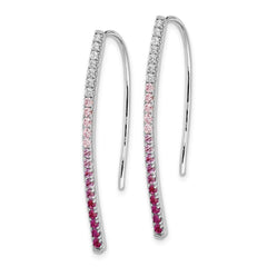 14k White Gold Diamond and Pink Sapphire Earrings - 2