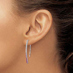14k White Gold Diamond and Pink Sapphire Earrings - 2