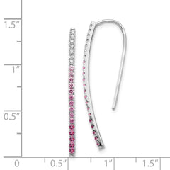14k White Gold Diamond and Pink Sapphire Earrings - 2