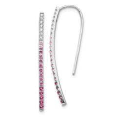 14k White Gold Diamond and Pink Sapphire Earrings - 2