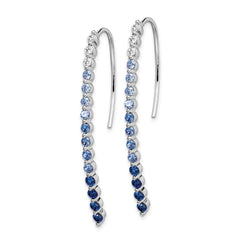 14k White Gold Diamond and Sapphire Earrings - 3
