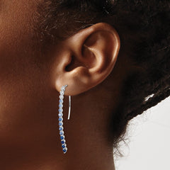 14k White Gold Diamond and Sapphire Earrings - 3