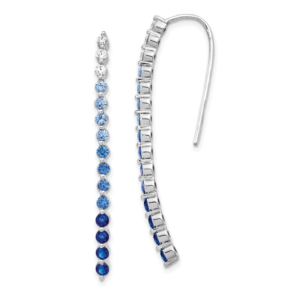 14k White Gold Diamond and Sapphire Earrings - 3