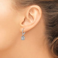 14k White Gold Diamond Cluster Leverback Earrings - 2
