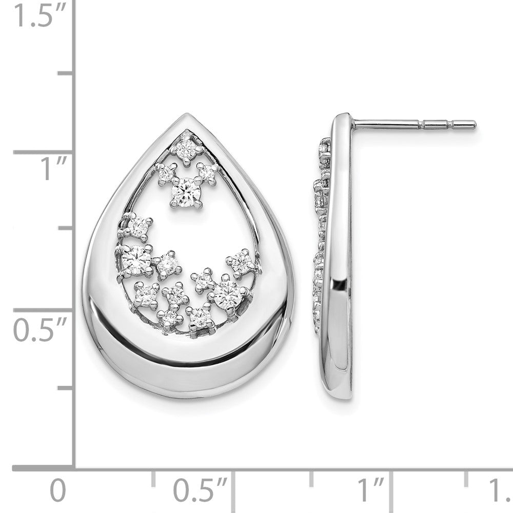 14k White Gold Diamond Post Earrings - 9