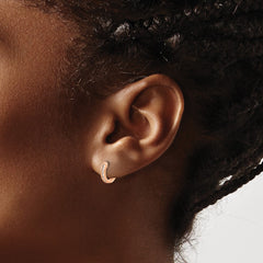 14k Rose Gold Polished Diamond Hinged Hoop Earrings