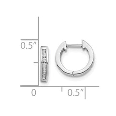 14k White Gold Diamond Hinged Hoop Earrings - 43
