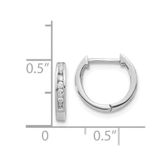 14k White Gold Polished Diamond Hinged Hoop Earrings