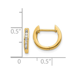 14k Gold Polished Diamond Hinged Hoop Earrings - 3