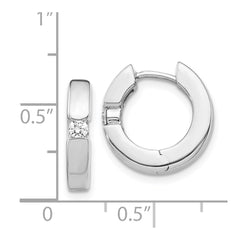 14k White Gold AA Diamond Hinged Hoop Earrings - 3