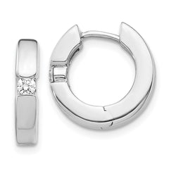 14k White Gold AA Diamond Hinged Hoop Earrings - 3