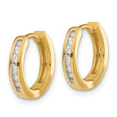 14k Diamond Hinged Hoop Earrings - 12
