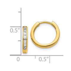 14k Diamond Hinged Hoop Earrings - 12