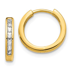 14k Diamond Hinged Hoop Earrings - 12