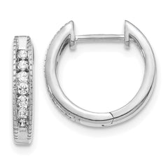 14k White Gold Diamond Hinged Hoop Earrings - 20