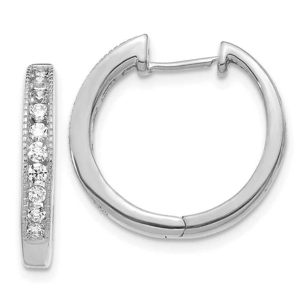 14k White Gold Diamond Hinged Hoop Earrings - 21