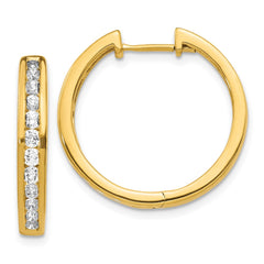 14k Diamond Hinged Hoop Earrings - 14