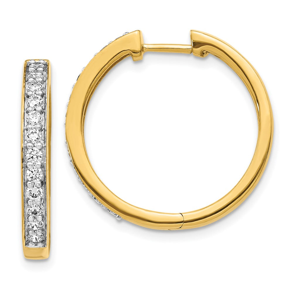 14k Diamond Hinged Hoop Earrings - 15