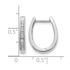 14k White Gold Diamond Oval Hinged Hoop Earrings