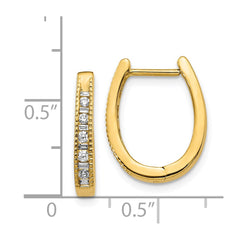 14k Diamond Oval Hinged Hoop Earrings - 2