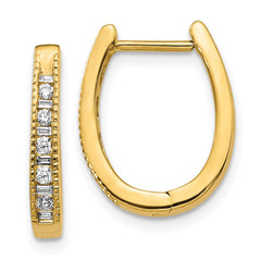 14k Diamond Oval Hinged Hoop Earrings - 2