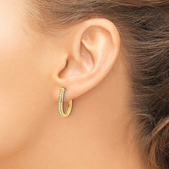 14k Diamond Oval Hinged Hoop Earrings - 6