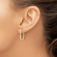 14k Diamond Oval Hinged Hoop Earrings - 3