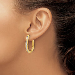 14k Diamond Oval Hinged Hoop Earrings - 5
